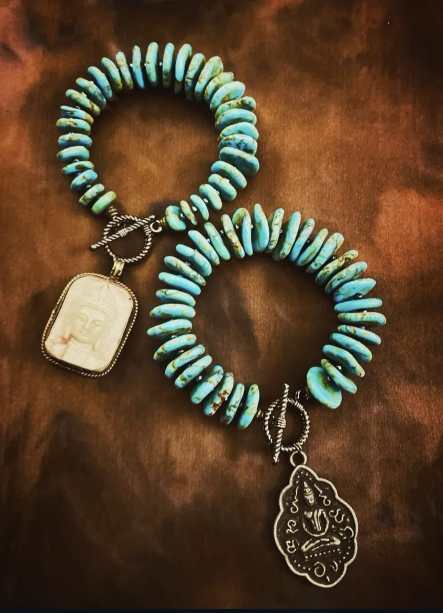 Turquoise magnesite Buddha bracelets